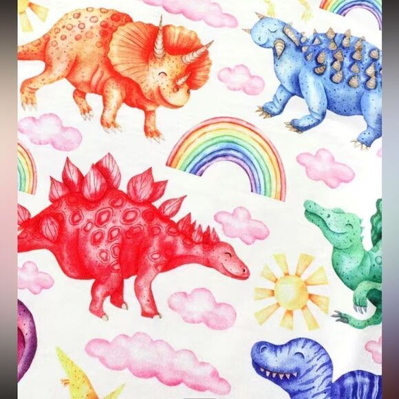 Girls T-Shirts Colorful Dinosaurs Graphic Tees Casual Fit Summer Tops red - Picture 4 of 8